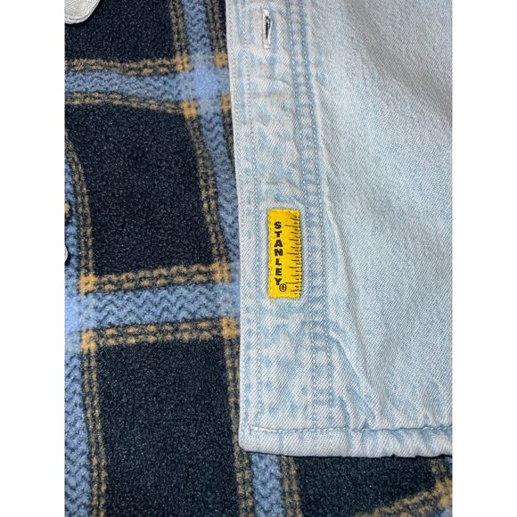 Vintage Stanley denim plaid fleece lined shirt jacket shacket men size large - Picture 7 of 8